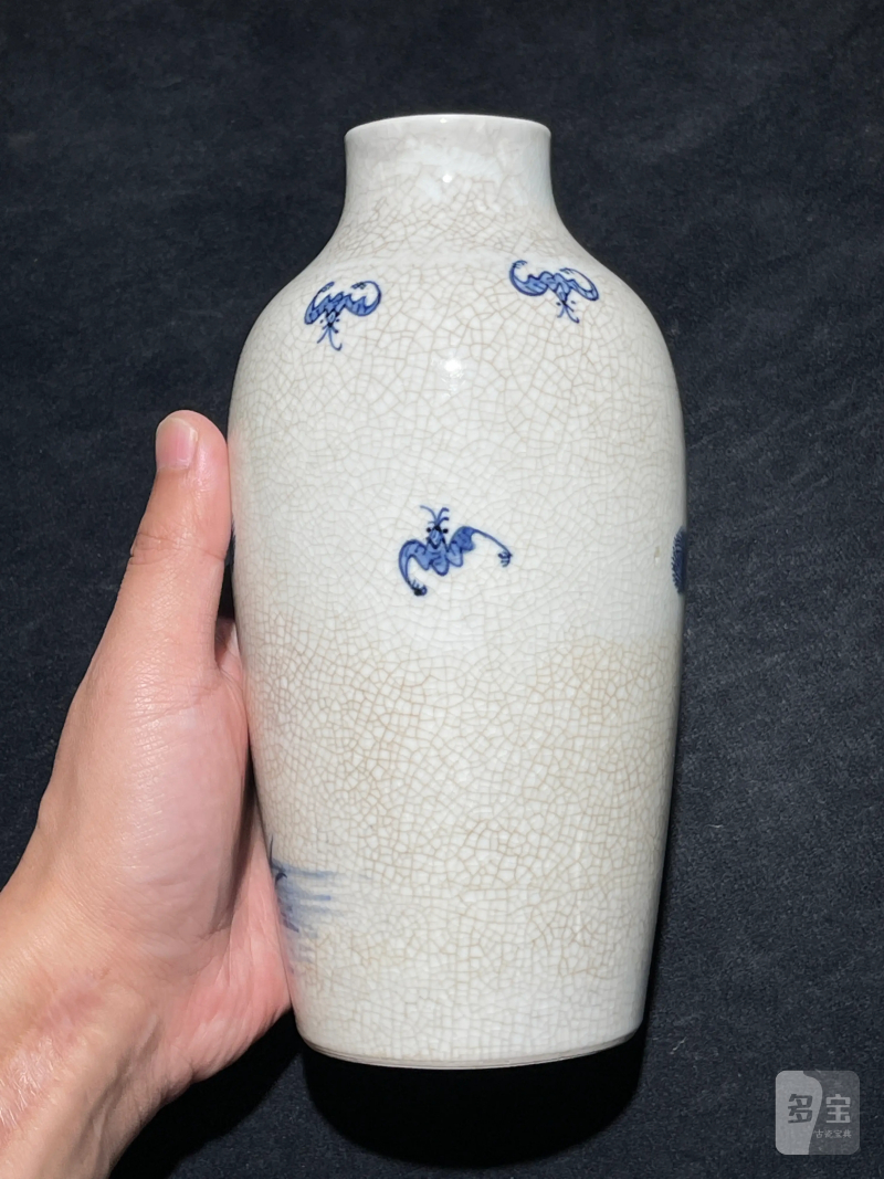 清乾隆 浆胎青花福禄寿纹莱菔瓶 - 图4